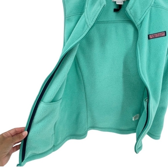 Vineyard Vines Mint Green Fleece Vest Full Zip Front - Sz XS - Picture 8 of 15